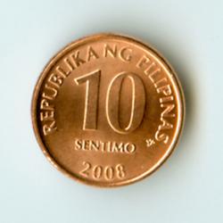 Philippine 10 centavo coin front