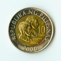 Philippine 10 peso coin front