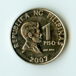 Philippine 1 peso coin front